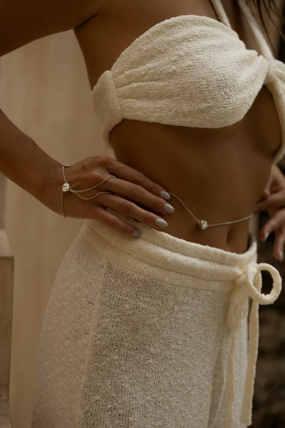 Silk Heart Belly Chain Silver